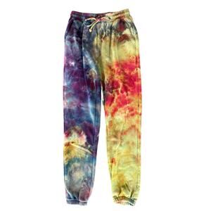 Ice Dyed Sweatpants - Tie Dye Pants Handmade - Fall Winter Women's Small (4)